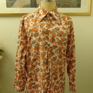 Vintage Peking Men's Animal Print Long Sleeve Shirt